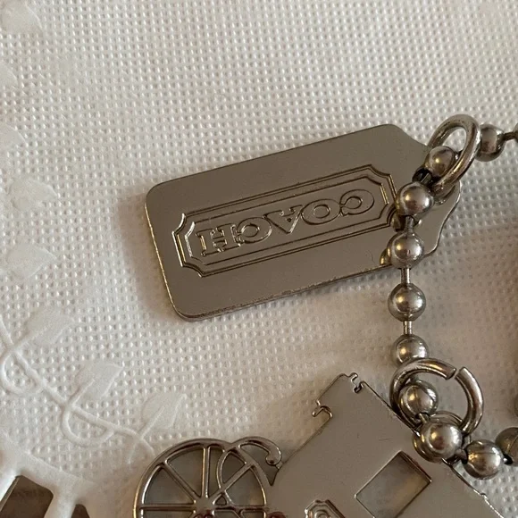 RARE Coach brown and silver hang tag - bag charm set - Picture 5 of 12